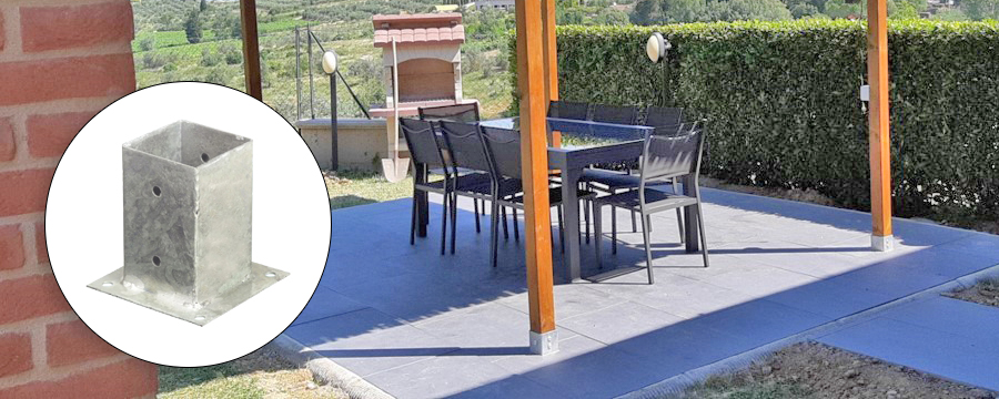 Pergole fissaggio a terra con staffa a bicchiere Pergole fissaggio a terra con staffa a bicchiere