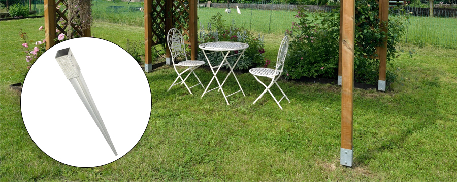 Pergole fissaggio a terra con staffa a punta Pergole fissaggio a terra con staffa a punta